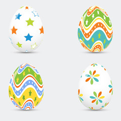 Set of colored Easter eggs on a white background