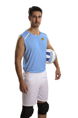 Professional Argentine Volleyball player with ball.