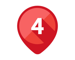 Flat Icons with long shadow. Red pin calendar number 4