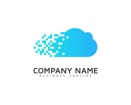 Cloud Pixel Logo Design Template