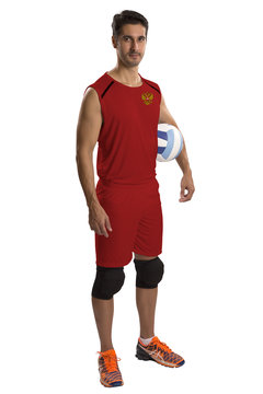 Professional Russian Volleyball player with ball.