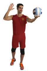 Professional Russian Volleyball player with ball.