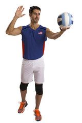 Professional American Volleyball player with ball.