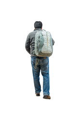 Naklejka premium portrait of a man traveling with suitcase and bag