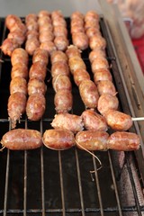 BBQ sausages on the grill.