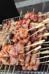 grilled bacon with mushrooms of delicious.