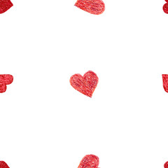 Doodle seamless pattern with hearts