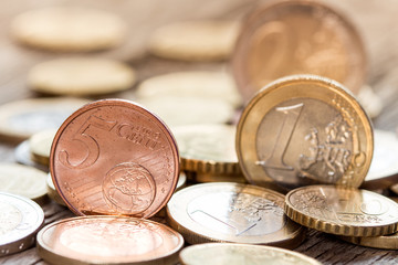 Closeup of a 5 euro cent coin