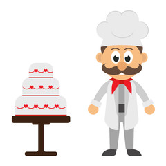 chef cartoon and cake