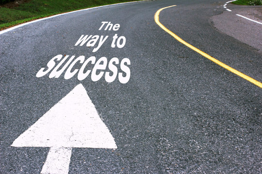 business concept picture of way to successful and road arrow dir