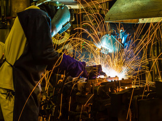 welder Industrial automotive part in factory