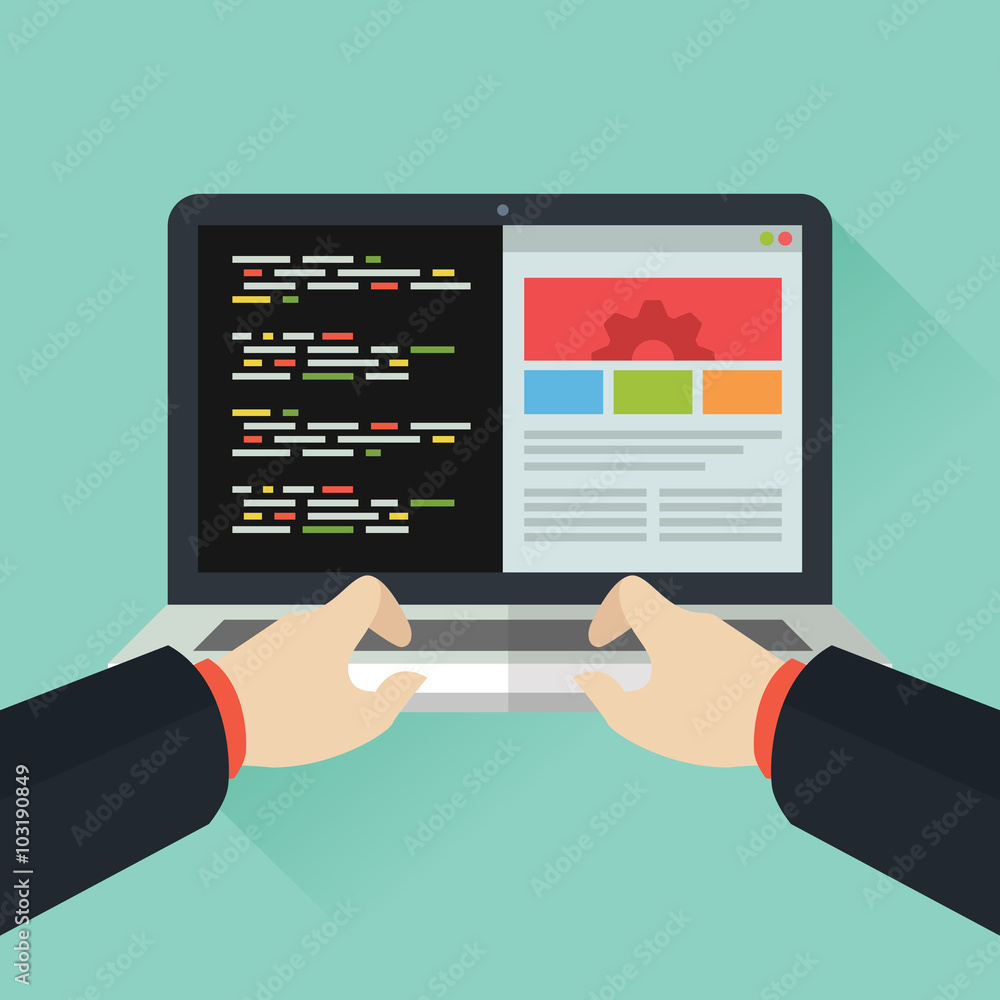 Wall mural best website development coding stock illustration