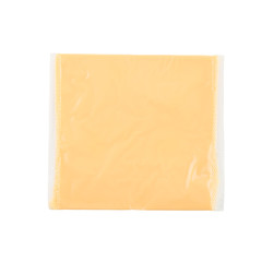 Slice cheese in package isolated on white background