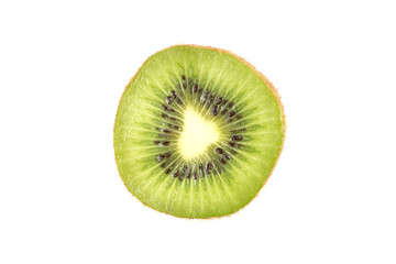 Fototapeta na wymiar Slice of fresh kiwi fruit isolated on white background