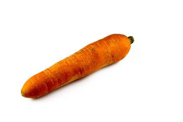 not a perfect organic carrots isolated on white background