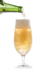 Beer Pouring from Bottle into Glass