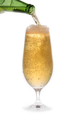 Beer Pouring from Bottle into Glass