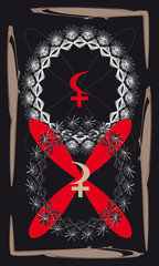Tarot cards - back design. Selena and Lilith