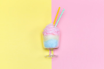 Vanilla desert. Minimal style. Multicolored cotton candy