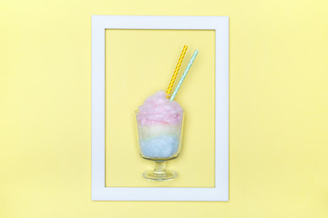 Сolored cotton candy. Minimal style. Vanilla cocktail