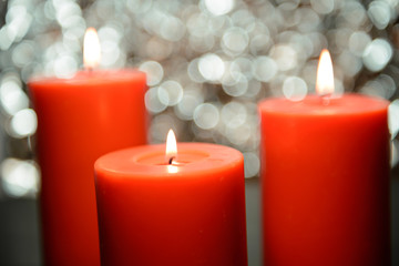 aromatic orange candle, bokeh background
