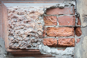 Texture of an old wall from a red brick