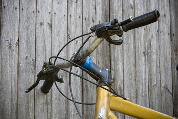  handlebar on a bicycle wooden