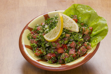 traditional arabian Tabbouleh salad in a bowl