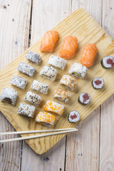 sushi plate flat lay