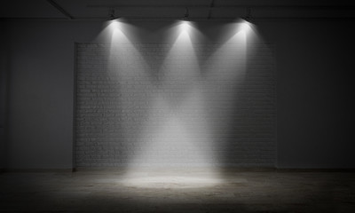 spotlights, empty room