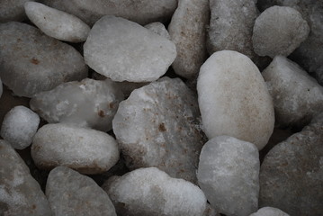 Ice on the beach after a storm.