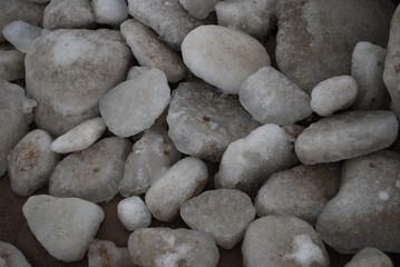 Ice on the beach after a storm.