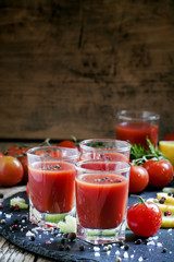 Kamikaze Cocktail with tomato juice and spices, selective focus