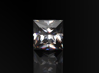 Square shape Gemstone on white. Jewelry background. Diamond.