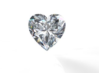 Heart shape Gemstone on white. Jewelry background. Diamond.