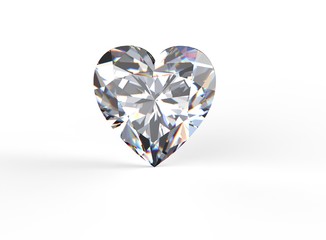 Heart shape Gemstone on white. Jewelry background. Diamond.
