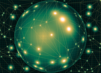 Fototapeta premium ai brain system data connecting to analysis , light internet social network background, illustration of global web with link to electric information, cyber with group of security, hacker online to net