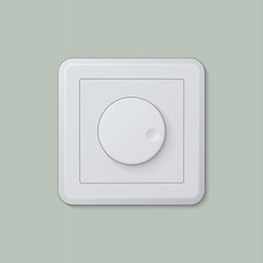 Realistic plastic white dimmer light switch. Vector illustration, easy editable.