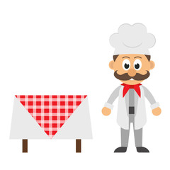 chef cartoon and table