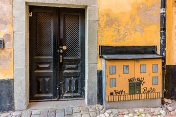 Street view in the Stockholm old town. Sweden.