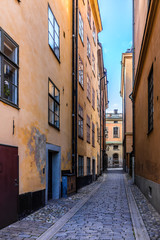 Street view in the Stockholm old town. Sweden.