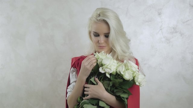 ortrait of Pretty Young Woman With Flowers