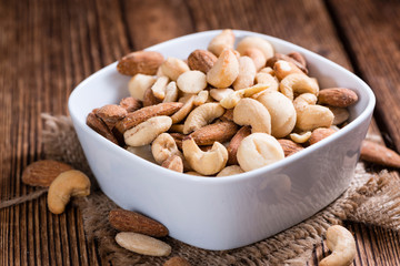 Portion of mixed nuts (roasted and salted)