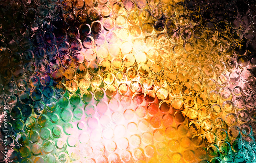 Poster color abstract background and glass effect, and light circle structure.