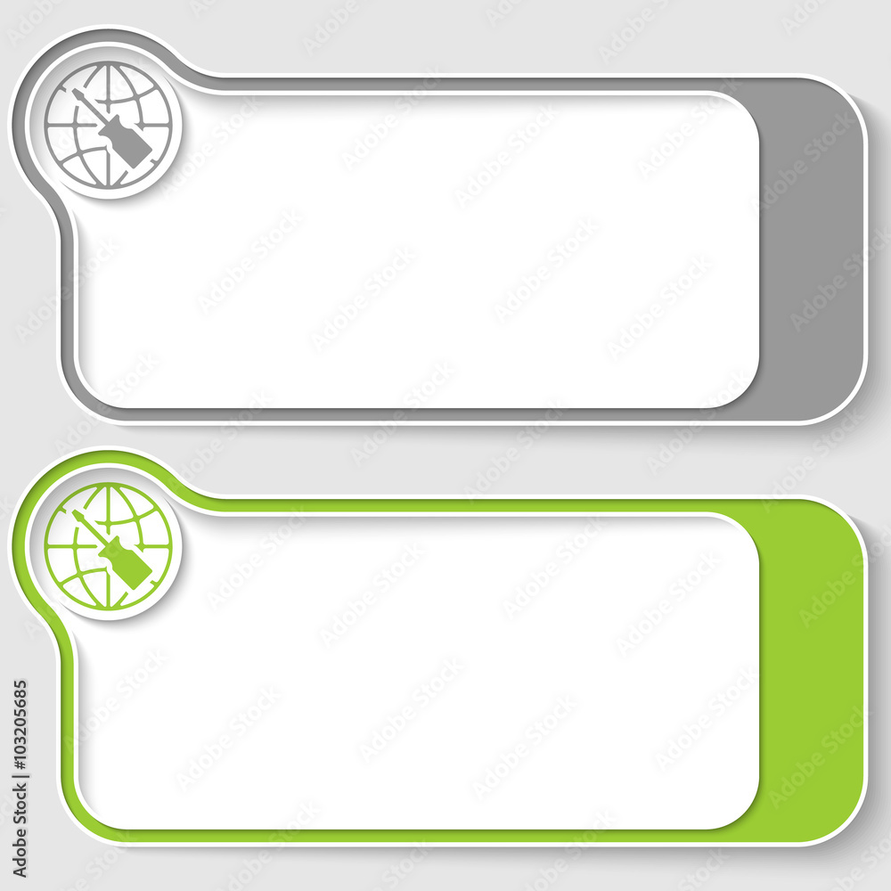 Poster two vector text boxes for your text and globe and screwdriver ic