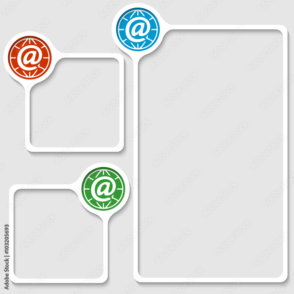 Poster Set of three frames for any text with email symbol