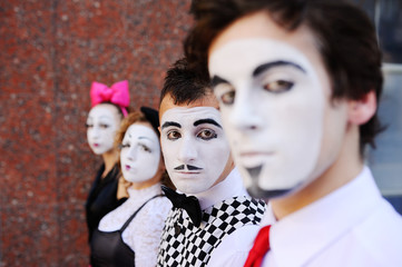 four mime look forward. profile mime