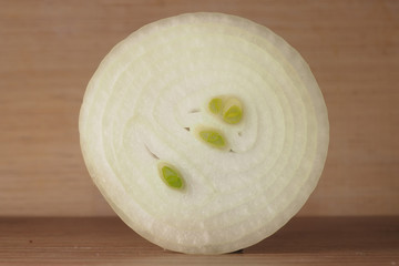 a half of an onion in a section