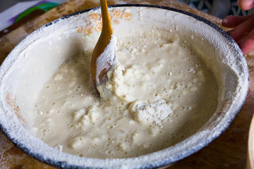 The dough in a pot