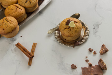 cupcake with chocolate and cinnamon, romantic 